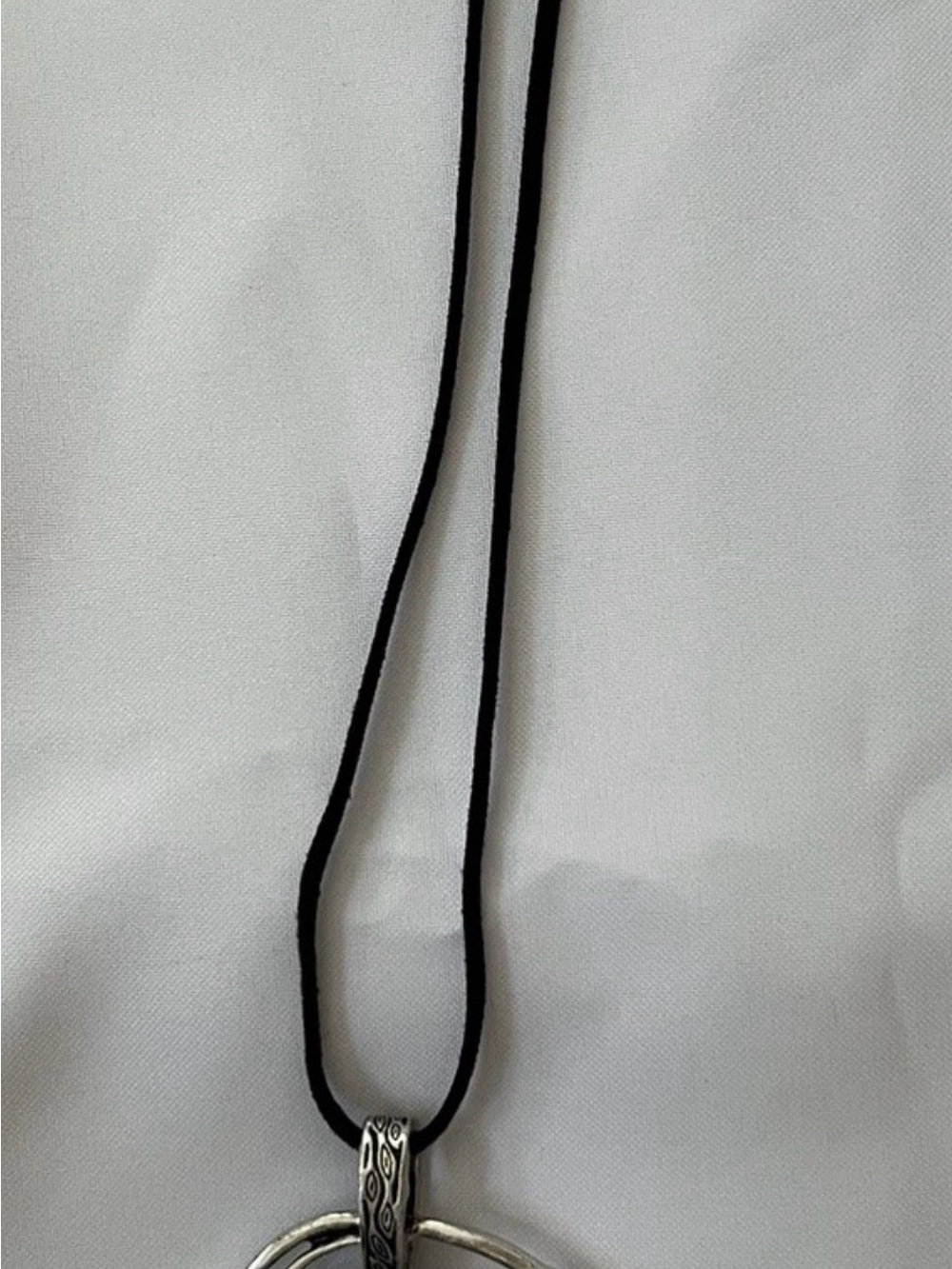 Premiere Design Silver Hoop Removable Pendant Necklace on Black Cord